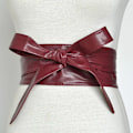Miniatyrbild 1 av 6: Kvinnor Snörning Pu-läderbälte Nytt Bowknot Bälten Längre Bred Bind Midjeband Slips Rosett Dam Klänning Dekoration Mode 2022 Wine Red one size