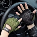 Miniatyrbild 2 av 6: Fingerlösa handskar i läder och mesh Motocross Fisknät Bilkörning Taktiska handskar Motorcykeltillbehör Arbetscykling Herrhandskar Gloves C