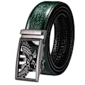 Miniatyrbild 1 av 6: Högkvalitativt grönt äkta läder Herrbälten Lot Styles Automatiska spännen för klänning Jeans Kostym Herr Midjeband Bälte Bröllopspresent 2193DMI 110cm