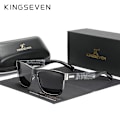 Miniatyrbild 1 av 6: Äkta KINGSEVEN Brand Square Retro Gradient Polarized Solglasögon Dam Män Kolfibermönster Design Utomhussportglasögon White Gray