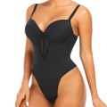 Miniatyrbild 1 av 6: Fajas Colombianas Thong Underkläder Spets Shapewear Body Slim Body Shaper Dam V-krage Korsett Öppen gren Underkläder Rygglös Black M
