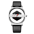 Miniatyrbild 1 av 6: Unik Creative Halv Transparent Unisex watch klocka För män Kvinnor Par Nörd Snygga Läder Armbandsur Mode Quartz watch QT290-4