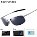 Miniatyrbild 2 av 6: CoolPandas 2022 polariserade solglasögon Herr Märkesdesigner Liten lins Solglasögon Herr Solglasögon för körning gafas oculos de sol UV400 gold green Polarized lens