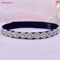 Miniatyrbild 1 av 6: TOPQUEEN S407-B Elastiska bälten för kvinnor för festklänning Silver Rhinestone gördel Dam Blank midjeband Mode Daglig Lyxig S28-D  Black