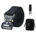 Miniatyrbild 4 av 6: Army Style Stridsbälten Set Inkluderad Väska Krok Snabbkoppling Taktiskt bälte Herr Militär Canvas Utomhus Jakt Camping Trekking Set D Black 125cm