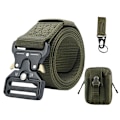 Miniatyrbild 1 av 6: Army Style Stridsbälten Set Inkluderad Väska Krok Snabbkoppling Taktiskt bälte Herr Militär Canvas Utomhus Jakt Camping Trekking Set B Green 125cm