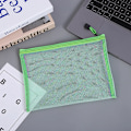 Miniatyrbild 1 av 6: Transparent Synlig Nylon Mesh Makeup Kosmetisk Förvaringsväska Skolkontor Fil Dragkedja Student Penna Test Papper Organizer green A5 (25x18cm)