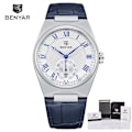 Miniatyrbild 1 av 6: BENYAR Herrklockor Retro Dial Quartz Watch For Herr Lyx 40MM Militärläder Originalklockor Vattentät klocka Reloj Hombre Blue