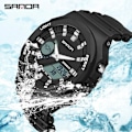 Miniatyrbild 4 av 6: SANDA Utomhussportklockor Män Ms LED Digitala klockor Militär Vattentät Date Elektronisk Watch Pojke Tjej Relogio Masculino Platinum