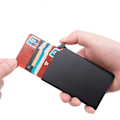Miniatyrbild 6 av 6: Aluminium Korthållare Metall Män kreditkortshållare Rfid Blockering Mini Slim Plånbok Automatisk Pop up Case Protector Gray