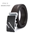 Miniatyrbild 1 av 6: Automatiskt spänne äkta läderbälte för män Svart koläderbälte för män Business Man Designer automatiskt spänne STYLE D Brown Strap 100cm