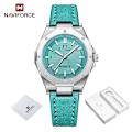 Miniatyrbild 1 av 6: NAVIFORCE Mode Minimalistisk Design Watch för kvinnor Casual Quartz Dam Läder Armbandsur Case Kvinnlig klocka SBEBE-BOX