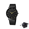 Miniatyrbild 1 av 6: Watch 2022 Lyxmode Enkel Armbandsur Läder Guld Urtavla Casual Man Brecalet Quartz Clock Vip-länk för droppe 568 Black gold