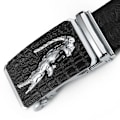 Miniatyrbild 5 av 6: DINISITON Krokodilmönster Automatiskt läderbälte för män Märke Simuleringsrem Alligatorhuvud Cintos AT-CRO AT CRO-1 Gold 115CM