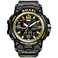 Miniatyrbild 1 av 6: SMAEL Dual Display Digital LED Watch Pointer Typ Quartz Elektriska klockor Relogio Masculino Uomo Sportklocka 1545 GOLD