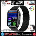 Miniatyrbild 1 av 6: LYCKLIG EKG+PPG Smart Watch Män Laserbehandling av hypertoni Hyperglykemi Hyperlipidemi Puls Hälsosam Sport Smartwatch Black net
