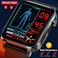 Miniatyrbild 2 av 6: Smärtfri Icke-invasiv åtgärd Blodsocker Watch Män Laserbehandling Blodtryck Hälsa Kvinnor Glukometer Smartwatch Black Silicon