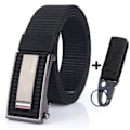Miniatyrbild 1 av 6: Nytt mode herrbälte Toppkvalitet Bekväma nylon för män Metall Automatiskt spänne Ung Canvas Taktisk designerbälte Black Belt B Set 120cm Adjustable