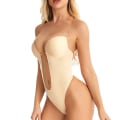 Miniatyrbild 4 av 6: CXZD Sexig Full Bodyshaper BH Kvinnor Deep V Cabriolet BH Thong Shapewear Rygglös Osynlig Push Up Underkläder Slim Bodysuit Bodysuit - Beige S(32)