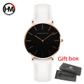 Miniatyrbild 1 av 6: Hannah Martin Casual Quartz Watch Dam Vattentät Läder Armbandsur Svarta Dam Klockor Armband Relogio Feminino HM-CH36-5