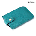 Miniatyrbild 1 av 6: Smal korthållare i äkta läder Snabb åtkomst dragflik RFID-foder Mjuk kohud Män Kvinnor Bärbar cover. Turquoise Blue
