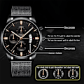 Miniatyrbild 3 av 6: 2023 Herrmode Business Kalender Klockor Herr Lyx Blå Rostfritt stål Mesh Bälte Analog Quartz Watch relogio masculino Silver White