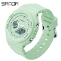 Miniatyrbild 1 av 6: SANDA Utomhussportklockor Män Ms LED Digitala klockor Militär Vattentät Date Elektronisk Watch Pojke Tjej Relogio Masculino Matcha green
