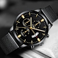 Miniatyrbild 5 av 6: 2023 Herrmode Business Kalender Klockor Herr Lyx Blå Rostfritt stål Mesh Bälte Analog Quartz Watch relogio masculino Silver White