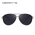 Miniatyrbild 3 av 6: MERRYS DESIGN Klassiska pilotsolglasögon för män HD Polariserade solglasögon för körning Luftfart Legering Ram Fjäderben UV400 S8404 C02 Gray Black