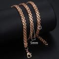 Miniatyrbild 1 av 6: 585 Rose Gold Colour Halsband för Kvinnor Män Bismark Hammered Link Chain Mode Smycken Tillbehör 5 mm GN452A CN05 22inch 55cm