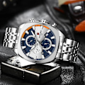 Miniatyrbild 3 av 6: REWARD Herrklockor Toppmärke Lyx Rostfritt stål Kronograf Watch För Herr Mode Datum Vattentät Klocka Reloj Hombre Black