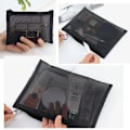Miniatyrbild 2 av 6: 1 STK Kvinnor Nödvändig Kosmetikväska Transparent Mesh Dragkedja Organizer Mode Liten Stor Svart Toalettpåsar Case Black4 M