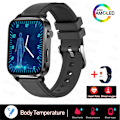 Miniatyrbild 1 av 6: Smärtfri Icke-invasiv åtgärd Blodsocker Watch Män Laserbehandling Blodtryck Hälsa Kvinnor Glukometer Smartwatch Black Leather