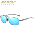 Miniatyrbild 1 av 6: AORON Classic Retro Polarized Solglasögon Herr Rektangulära Solglasögon Aluminiumram Solglasögon Herr UV400 Grey Blue Zipper Glasses Case