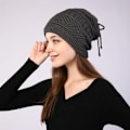 Miniatyrbild 1 av 6: Mode Stretchig Stickad Skullies Beanies Hatt Solid Snood Halsduk Varm Beanie För Kvinnor Höst Vinter Kvinnlig Beanie Mössa Grey One Size