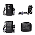 Miniatyrbild 6 av 6: Äkta läder Kvinnor Axelväskor Lyxmärken Mini Kvinnlig Mobiltelefonväska Hög kvalitet Kvinnor Handväskor Kvinnlig Messenger Bag Black