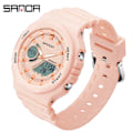 Miniatyrbild 1 av 6: SANDA Utomhussportklockor Män Ms LED Digitala klockor Militär Vattentät Date Elektronisk Watch Pojke Tjej Relogio Masculino Pink