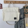 Miniatyrbild 1 av 6: Hylhexyr Dam Retro Stora Väskor Bomulls Canvas Axelväska Mode Crossbody Handväska Dragkedja Casual Tote Multi Pocket Outer Zipper Beige