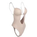 Miniatyrbild 1 av 6: Kvinnors helkroppsformare Backless Shaperwear Stringtrosa Seamless U Plunge Shapers Push-up Bantning BodySuit Midja Shaperwear Beige S