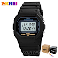 Miniatyrbild 1 av 6: SKMEI Multifunktionell Digital Watch Herr 2 Time Count Down Herrarmbandsur Mode Retro Manklockor reloj hombre 1628 BlackWhite with box