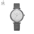 Miniatyrbild 1 av 5: Shengke enkel watch för kvinnor brunt retro läder Relogio Feminino Toppmärke Dammode Minidesign Quartz Reloj Mujer grey