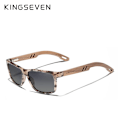 Miniatyrbild 1 av 6: KINGSEVEN Brand TR90+Natural Walnut Trä Solglasögon Herr Dam Polarized UV400 Lins Retro Glasögon Förstärkta gångjärnsglasögon Leopard Walnut Wood Original
