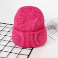 Miniatyrbild 1 av 6: Visrover 9 Färger Unisex Solid Färgade Mössor Vinterhatt För Kvinna Stickad Bonnet Acryl Kvinna Höst Varma Skullies 1-fushia
