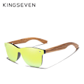 Miniatyrbild 1 av 6: KINGSEVEN 2021 Polarized Square Solglasögon Herr Dam Zebra Träram Spegel Flatlins Körning UV400 Glasögon gold Zebra wood With Wood Case