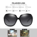 Miniatyrbild 6 av 6: FUQIAN Brand Design Elegant polariserade överdimensionerade runda solglasögon Dam Enkelt mode Stora plast Solglasögon dam UV400 Black Purple Grey Polarized