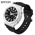 Miniatyrbild 1 av 6: SANDA Utomhussportklockor Män Ms LED Digitala klockor Militär Vattentät Date Elektronisk Watch Pojke Tjej Relogio Masculino White black