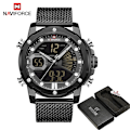 Miniatyrbild 1 av 6: NAVIFORCE Originalklockor för män Lyxmärke Quartz Dual Display Militär watch Mesh stålband Vattentät klocka BGYB BOX
