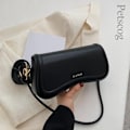 Miniatyrbild 1 av 6: Petscog Luxury Designer Axelväskor Crossbody Väskor För Kvinnor Pu Läder Trend Kvinnlig Underarm Väska Mode Handväska Flap Handväskor Black A (20cmMax Length30cm)