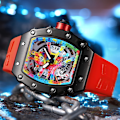 Miniatyrbild 3 av 6: Modern design watch Sport lysande vattentät militärautomatisk watch för man pojkar Silikonrem Tonneau-urtavla QT336-7 with box