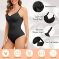 Miniatyrbild 4 av 6: Sexig stringtrosa för kvinnor Magkontroll Shapewear V-ringad linne Underkläder Jumpsuit Slät kroppsformare midja Smal underkläder Nude-Thong L